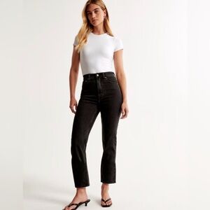 Abercrombie & Fitch Women's Ultra High Rise Ankle Straight Jean Sz 25 / 0R Black